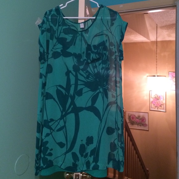 Green, floral dress