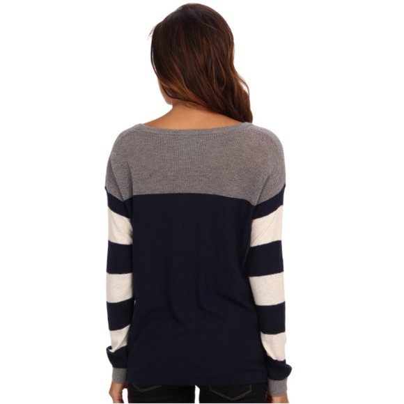 C&C California Blue Mesh Stripe Sweater - Picture 2 of 4