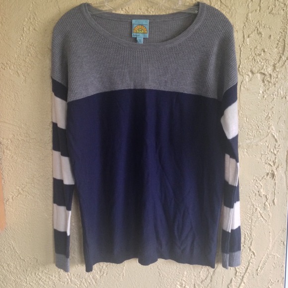 C&C California Blue Mesh Stripe Sweater - Picture 3 of 4
