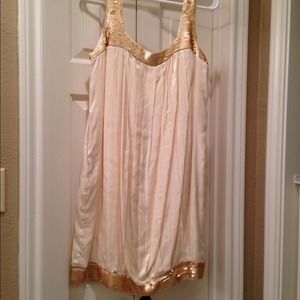 Cream cocktail dress with gold sequins
