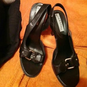 Black open toe heels