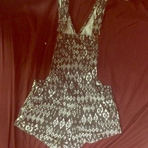 Denim tribal short overalls