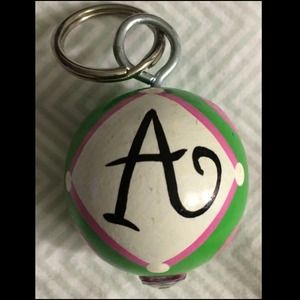 Polka dot 'A' letter keychain