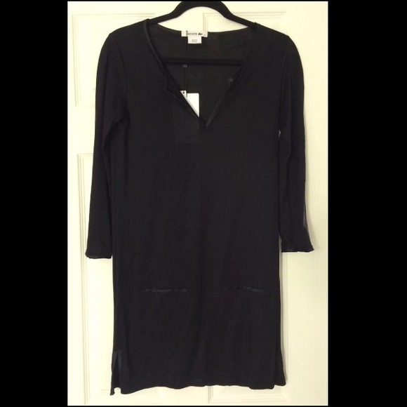 Lacoste Black Soft 3/4 Sleeve Jersey Dress Size 2