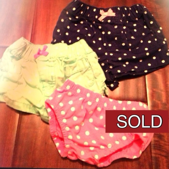 Pre-Bundled lot of 3 baby polka dot shorts sz 6 mo