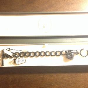 Juicy Couture Gunmetal Chrome Pave Heart Bracelet