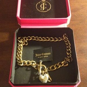 Juicy Couture Gold Color Pave Heart Necklace