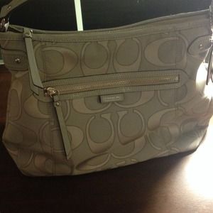 Large Silver and Grey Monogram Coach Purse