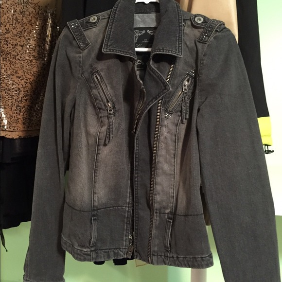 Grey Denim jeweled jacket