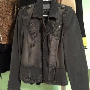 Grey Denim jeweled jacket