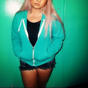 REDUCED American Apparel Turquoise Zip-up Hoodie
