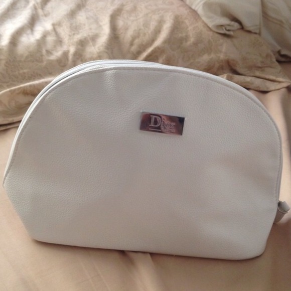 New Dior white leather cosmetic bag sealed unused