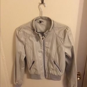 Light Gray Vegan Leather Jacket