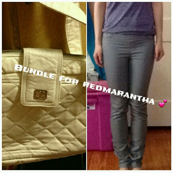 Chanel inspired handbag and H&M pants.