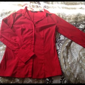 RED fitted Express button up collar work shirt XS