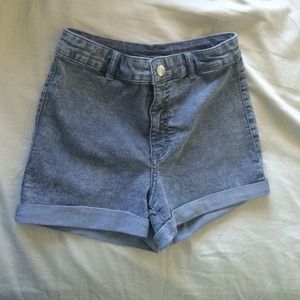Gray Acid Wash High Waist Shorts
