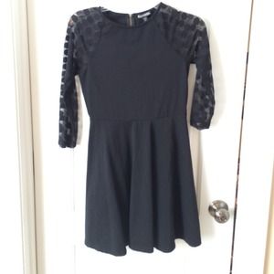 Express polka dot sleeved black dress LBD