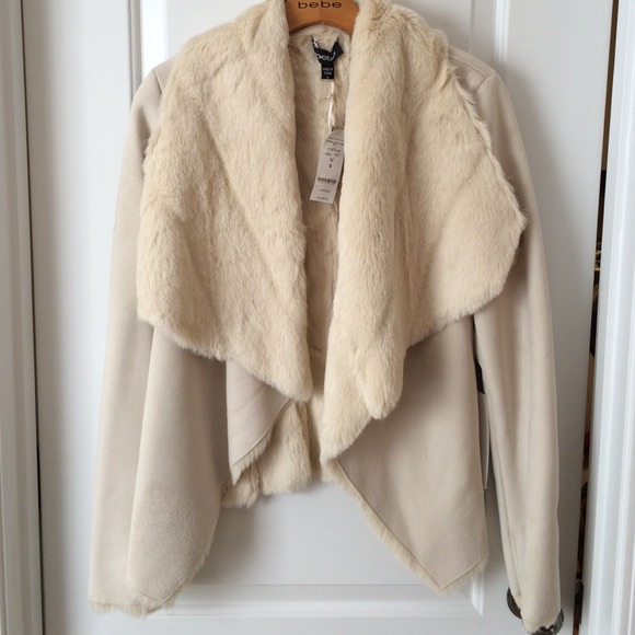 BeBe suede/ faux fur coat. Reversible. Beige