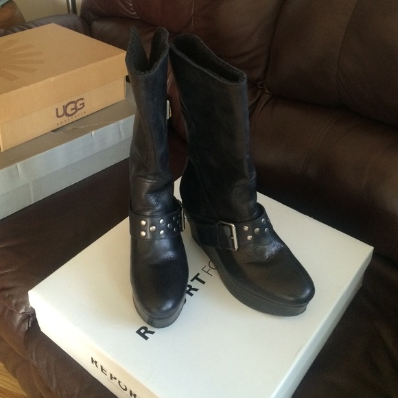 Black leather boots