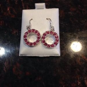 Circle eternity earrings pink crystal rhinestones