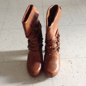 Tan Leather Booties.