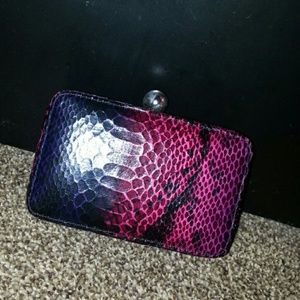 Red/Black Faux snake skin Clutch