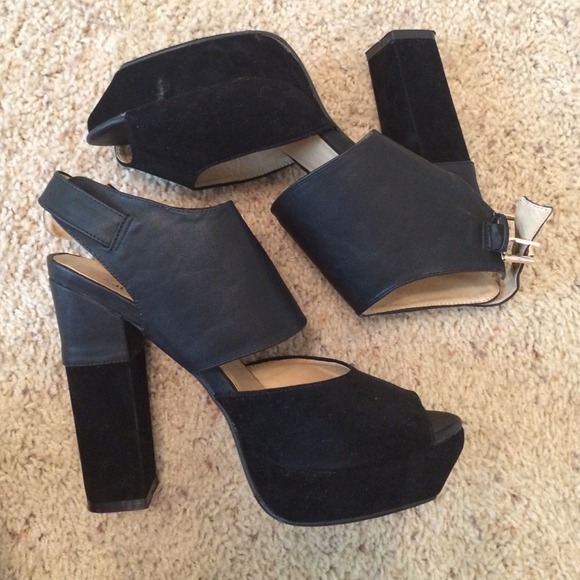 Leather + suede along back heels.