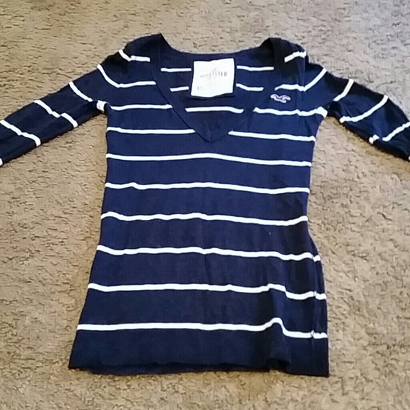 Navy and white light sweater