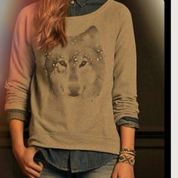 Hollister Tops - NWT HOLLISTER WOLF SHINE SEQUIN GREY SWEATER SMALL