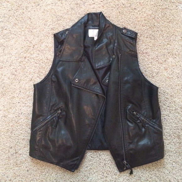 Faux leather vest