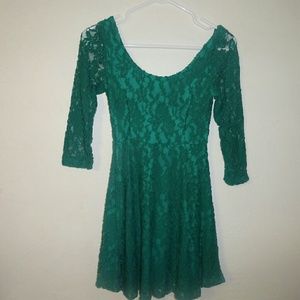 Lace Green Skater Dress