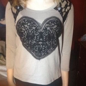 Selling brown heart shirt, small, good condition.