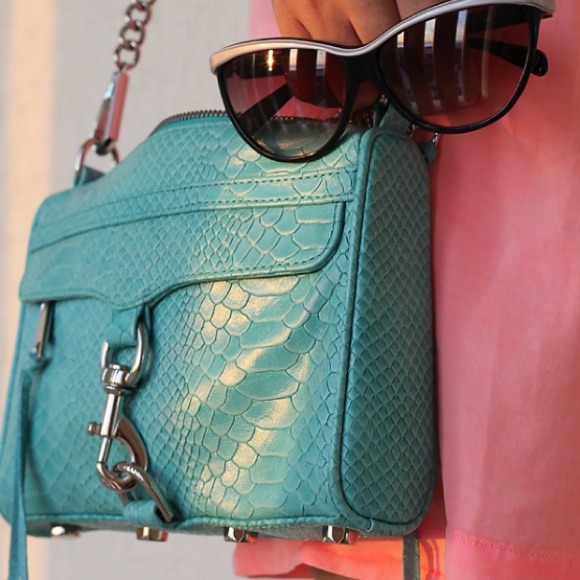 Rebecca Minkoff mini mac in aqua python