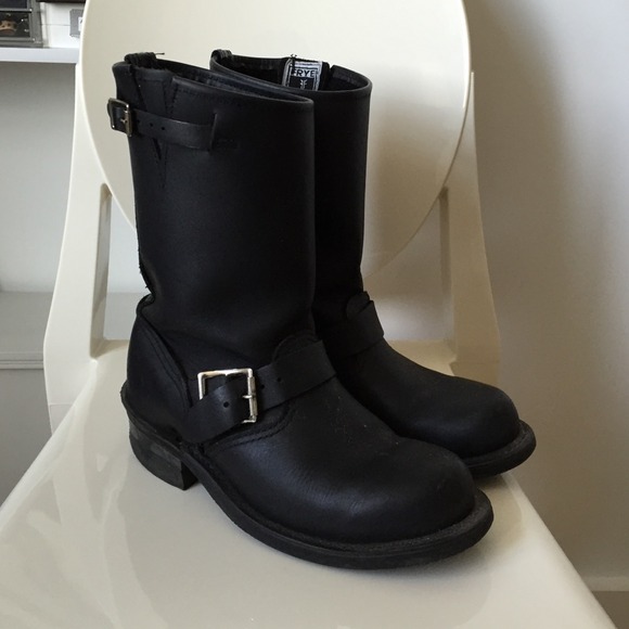 Frye 'Engineer' Black Leather Boots