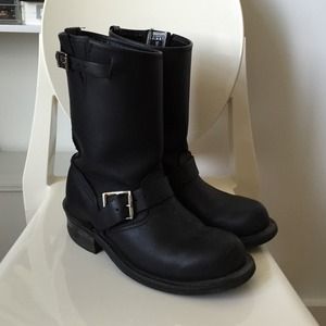 Frye 'Engineer' Black Leather Boots