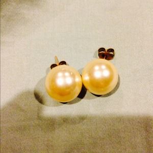 Very large faux pearl stud earrings