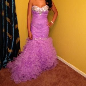 Lavendar Mermaid Formal Prom Ball Gown. Mermaid