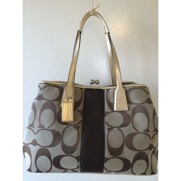 Coach Signature Shoulder bag with Gold accent