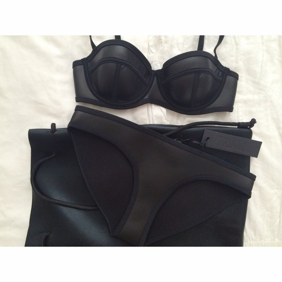 Triangl Swimwear Black Leather Bikini NWT