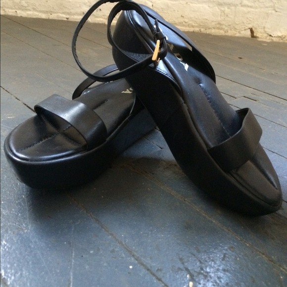 Black Prada Sandals Platform 6.5 7 37 - Picture 3 of 4