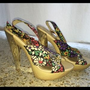 Floral and Gold Heel