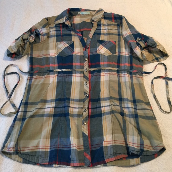 Plaid, waist tied top
