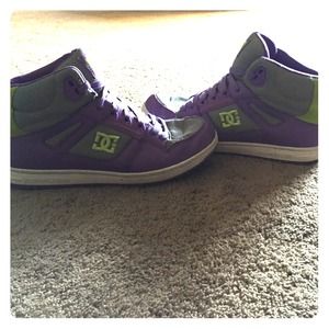 DC light purple and lime green high top shoes!
