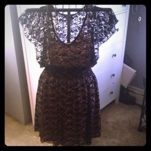 Black lace dress with a nude lining