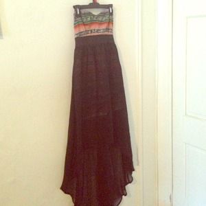 Strapless dress, bustier tribal top , sheer