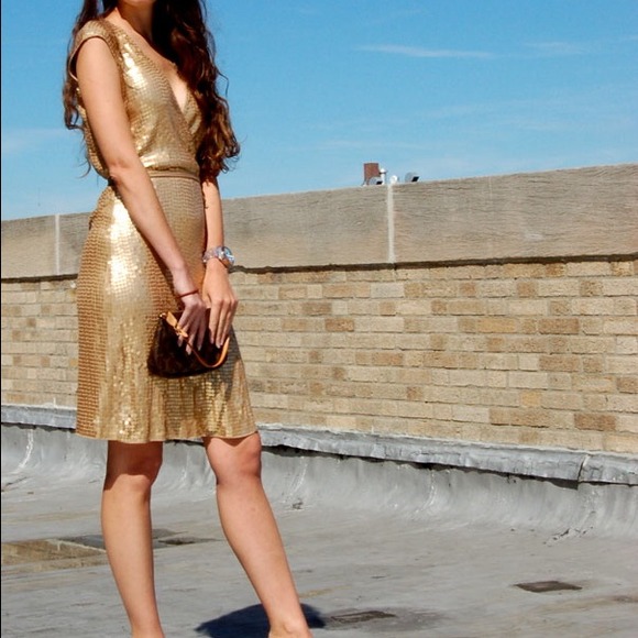 Michael Kors Gold sequin wrap dress