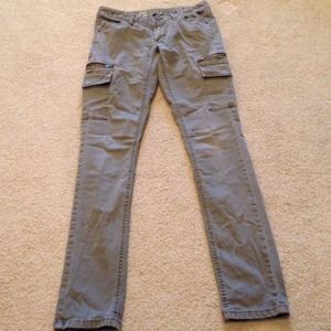 Cargo style grey green skinny jeans