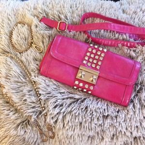 Pink Studded Clutch with Three Strap Options