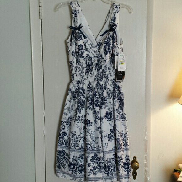 Blue and off white dress