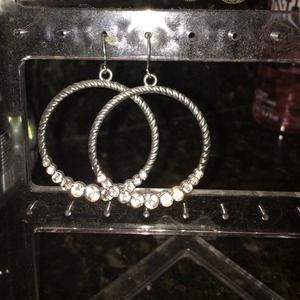 Silver/fake diamond circle earrings